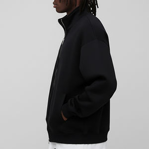 <b>Full</b> <b>Zip</b> Up Stand Collar 100% Cotton Oversized Embroidered Mock Neck Sweatshirt Men's Pullover <b>Jumper</b> - Product Image 3