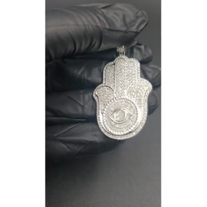 Colgante de Plata de Ley 925 con Moissanita Redonda de Corte Brillante VVS, Joyería Hip Hop Iced Out, Amuleto de la Suerte, Regalo Unisex - Product Image 4