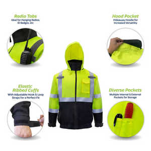 NEW Road Safety Jacket High Visibility <b>Work</b> Wear <b>Waterproof</b> Reflective Winter Security Jacket - Product Image 3