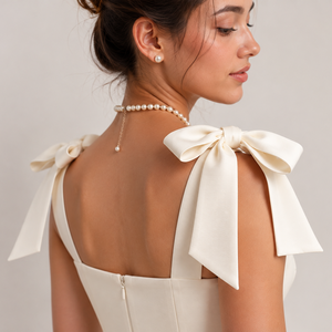 Elegante Vestido de Novia Moderno de Satén con Bordado, Largo hasta el Tobillo, Color Personalizado, con Espalda de Cordones, Antiarrugas, con Tirantes de Lazo - Product Image 6