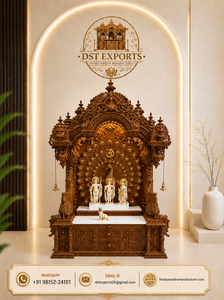 Traditional Swami Narayan Golden Mandir Home DST Exports Customized Big Pooja Long Lasting Solid Teak Wood Antique Carved Temple - Product Image 4