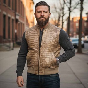 Chaleco de Motocicleta Transpirable de Cuero Genuino para Hombre, para Trajes con Estampado - Product Image 1