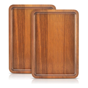 Ensemble d'assiettes de service en bois d'acacia Offre Spéciale plateaux en bois massif rectangulaires de qualité supérieure - Product Image 1