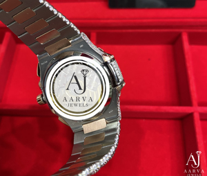 Montre mécanique en acier inoxydable avec incrustation de diamants, style bracelet moderne de luxe, cadran rond, lunette en cristal, montre-bracelet, cadeau - Product Image 2