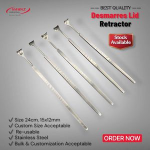 Retractor de párpados Desmarres de alta calidad, instrumento quirúrgico oftálmico de acero inoxidable – Retractor de párpados reutilizable, varios tamaños - Product Image 2
