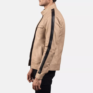 Chaqueta Bomber de Piel de Oveja Marrón para Hombre, Cierre de Cremallera, Resistente al Viento, Estilo Motero, Ecológica - Product Image 3