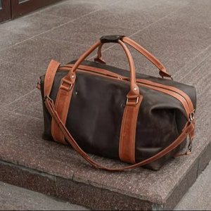 กระเป๋าเดินทางหนังแท้แบบยูนิเซ็กซ์ สไตล์วินเทจ สำหรับเดินทางช่วงสุดสัปดาห์ ความจุขนาดใหญ่ ใส่สัมภาระขึ้นเครื่องได้ มีช่องใส่รองเท้า พร้อมซิปแบบพกพา - Product Image 1