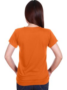 เสื้อยืดคอกลมสีส้มสำหรับผู้หญิง แขนสั้น ทรงปกติ สวมใส่สบาย สีพื้น ผ้าฝ้าย 100% ระบายอากาศได้ดี ป้องกันรังสียูวี เป็นมิตรต่อสิ่งแวดล้อม เนื้อผ้าฟลีซ - Product Image 5