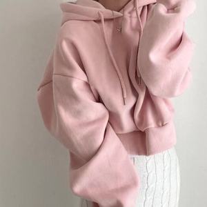 Sweat-shirt à capuche pour femme très demandé, personnalisable avec logo, coupe décontractée, pull court oversize respirant pour femme - Product Image 1
