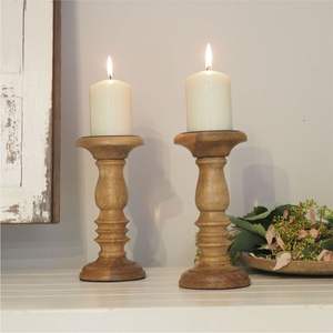 Handcrafted Mango Wood Candle Stand <b>Set</b> of 3 Rustic Pillar Candle Holders for Wedding Centerpiece Home Decor Vintage Candlestick - Product Image 6