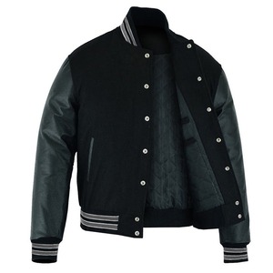 Blouson universitaire TOPEAK SPORTS OEM 2026 en laine noire à col montant, grande taille, coupe-vent, respirant, écologique, chauffant pour l'hiver - Product Image 3