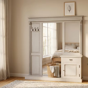 Maktec Modern Solid Wood Capstock Sleek Vertical Design Natural Finish Eco-Friendly Durable Storage <b>Cabinet</b> for <b>Small</b> Space - Product Image 6