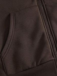Sweat-shirt à capuche zippé marron Y2K Streetwear personnalisé, unisexe, coupe oversize, avec motif croix gothique en strass et cristaux - Product Image 5