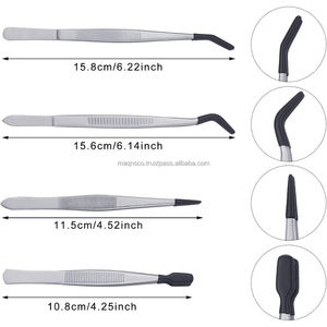 Juego de 4 Pinzas con Revestimiento de PVC de Goma, Pinzas de Punta Recta, Pinzas de Punta Plana de Goma, Pinzas Largas Curvadas para Manualidades, Abalorios y Joyería - Product Image 2