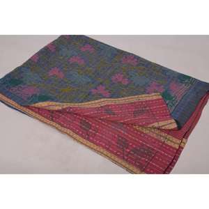 Kantha Suzani <b>Quilt</b> Handmade Vintage Cotton Floral Embroidered Eco-Friendly Washable Bedspread Boho Indian <b>Throw</b> Blanket - Product Image 6