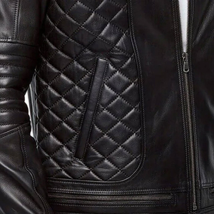 <b>Men's</b> Black 100% <b>Leather</b> Streetwear Moto <b>Jacket</b> Stand Collar Zipper Closure Slim Fit Winter Windproof Breathable - Product Image 6
