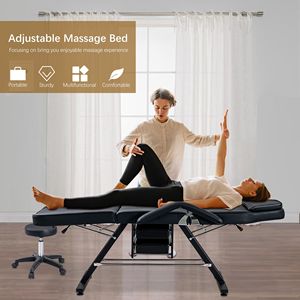 Idraulico Salon Tatuaggio Sedia Due Vassoi a 3 sezioni del letto del viso regolabile attrezzature di bellezza per il barbiere Spa per il massaggio - Product Image 6