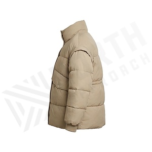 Hooded Quilted Waterproof <b>Bubble</b> Jacket Black Full Sleeve Winter Windproof Cotton Shell Knitted Fabric Polyester Filling Stand - Product Image 3