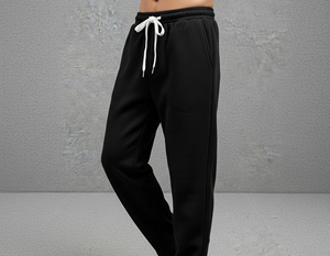 Pantalon de survêtement noir en coton pour homme, taille élastique avec cordon de serrage, décontracté, pour l'automne, logo imprimé par transfert thermique sur la jambe droite - Product Image 6