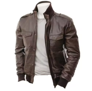 Men's Slim Fit Winter PU Leather <b>Zip</b>-<b>Up</b> <b>Jacket</b> with Stand Collar Front Logo Windproof & Breathable-Wholesale - Product Image 1