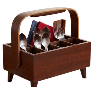 Unités de rangement en bois et étagères, paniers de rangement, organisateurs de rangement pour la maison, paniers en bois pour ustensiles de cuisine - Product Image 2