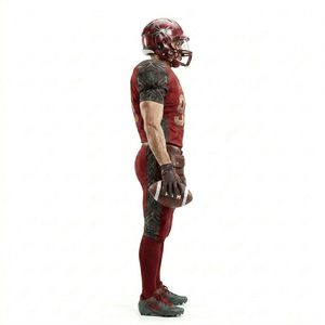 Men American Football Uniform Set Red 99 Player Jersey Pants With Pockets Sublimated Print Moisture Wicking Fitted Style - Product Image 6