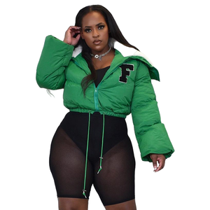 Winter Custom Unisex Shiny Glossy Zip Up Cotton Lining Cropped Puffer Down Jacket For Men - Product Image 3