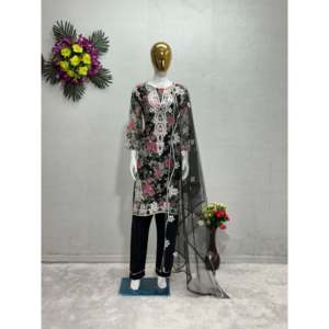 Ropa de Diseñador India y Pakistaní, Elegante Top Plazzo y Dupatta para Fiestas - Product Image 2