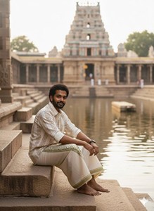 Camisa Blanca de Algodón Hecha a Mano para Hombre con Rayas Marrones Tradicionales de Rajasthani con Estampado a Bloque, Estilo Étnico Informal - Product Image 2