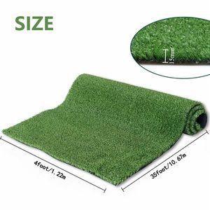 Tappeto in Erba Sintetica 4FT X 35FT con Fori di Drenaggio, Spessore 50mm, Finta Erba con Base in Gomma per Aree Interne/Esterne, Animali Domestici, Futsal - Product Image 2