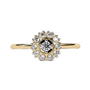 Anillo de Girasol con Diamantes Reales de Diseño Intrincado, Corte Redondo, Joyería Fina Hecha a Mano, Regalo para Mujer - Product Image 1