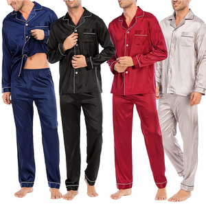 2026 Hot Selling Men's Summer Satin Robes Quality Men's Pajama Set With Soft <b>Ice</b> Silk Short Sleeved Shorts for <b>Home</b> Sleep Use - Product Image 1
