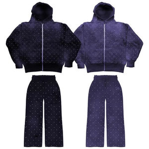 Survêtements OEM en gros de haute qualité avec strass et effet délavé, logo personnalisé, coupe oversize - Product Image 2