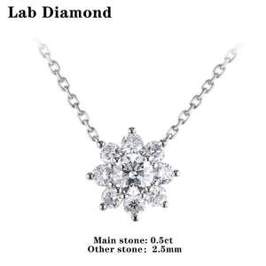 Colgante de Diamante Redondo Cultivado en Laboratorio con Certificación IGI en Oro, Oro Rosa, Oro Blanco o Plata, Color D-E-F, Claridad VVS-VS, con Cadena - Product Image 2