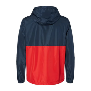 <b>Men's</b> Hooded Color Blocking Windproof <b>Jacket</b> <b>Half</b> <b>Zip</b> Front Pocket Regular Fit Casual Style Polyester Material Autumn Wear - Product Image 3