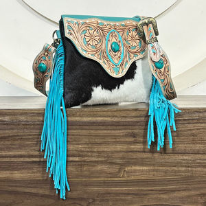 Sac bandoulière en cuir de vachette véritable fait main, à franges, motif designer, nouvelle collection, idéal pour femme – Vente flash premium - Product Image 4