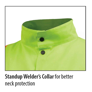 Chaqueta de soldadura no inflamable con mangas de cuero de gamuza para mecánicos y trabajadores de la construcción, material de alta resistencia para la seguridad en la soldadura. - Product Image 3