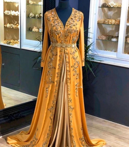 Elegante Caftán Marroquí de Georgette para Mujer, Talla Grande, Ropa Étnica Formal para Fiesta, Vestido Largo Tradicional con Cintura Natural - Product Image 3