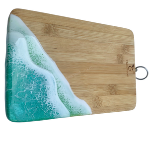 Thailandwood Bamboo Cutting <b>Board</b> With Resin Ocean Wave Design Matte Finish Eco Friendly Modern Style - Product Image 5
