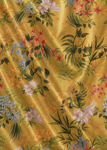 Aura Botanical Gold Zari Silk Cotton Floral <b>Fabric</b>-Lightweight Organic Eco-Friendly Wrinkle Resistant for Wedding & Home Decor - Product Image 2