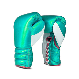 Guantes de Boxeo de Cuero Azul con Cierre de Cordones en la Muñeca para Adultos, para Entrenamiento y Uso Competitivo - Product Image 3
