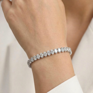 Elegant Oval Cut Diamond Bracelet in White Gold Classic Luxury Tennis Bracelet for Women Timeless Fine Jewelry & Wedding <b>Gift</b> - Product Image 1