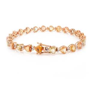 NOVA 14K Heart Shape Multi Sapphire & Diamond Fashion Tennis Bracelet-Daily Wear - Product Image 5