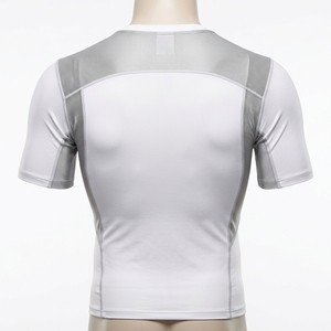 <b>Mens</b> White <b>Compression</b> Shirt Short Sleeve Breathable Mesh Panels Athletic Gym Running Training Sportswear Performance <b>Top</b> - Product Image 4