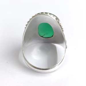 Anillo de Plata de Ley 925 de Alta Calidad con Ónix Verde, Cabujón Grande Ovalado, Joyería de Estilo Étnico, Fabricante - Product Image 4