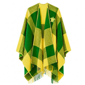 Chi Eta Phi Sorority Cárdigan tipo capa verde y amarillo para mujer, cárdigan informal a rayas con frente abierto, capa tipo chal para uso diario, Square Scaf - Product Image 1