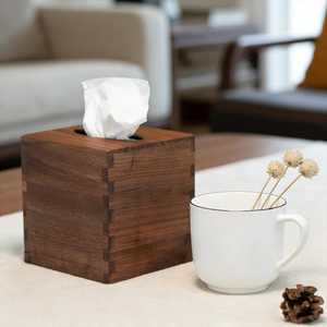 Organisateur en bois d'acacia naturel fait main |   Porte-boîte à mouchoirs en bois, décoration d'intérieur, cadeau |   Boîte en bois décorative pour le salon - Product Image 4