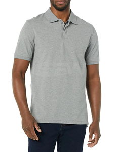 Polo de Algodón Gris de Manga Corta para Hombre, Color Sólido, Informal, Tejido de Punto, Transpirable, Corte Regular - Product Image 3