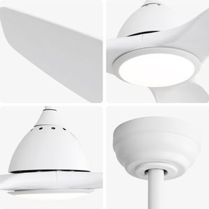 Ventilatore da Soffitto Moderno Bianco da 52 Pollici con Luce LED da 22W e 3 Pale in ABS, Motore DC per Uso Interno - Product Image 3