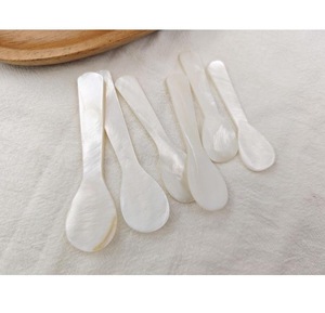 Cuchara para Servir de Nácar Natural de ILAHI, Hecha a Mano, Estilo Bohemio, Blanca, No Tóxica, de Plástico PE, Modelo ICOMS-13925, Uttar Pradesh - Product Image 1